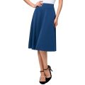 Kate Kasin Occident Mulher alta esticada Yale Blue Cotton High Waist A-line saia Flared KK000279-4